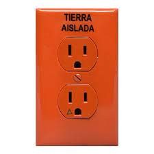 CONTACTO DUPLEX 15A COLOR NARANJA CON PLACA LEVITON